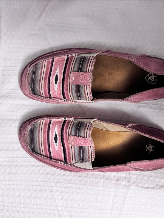Ariat Shoes - Ariat Pink and Gray Striped Slip-On Moccasins for Women